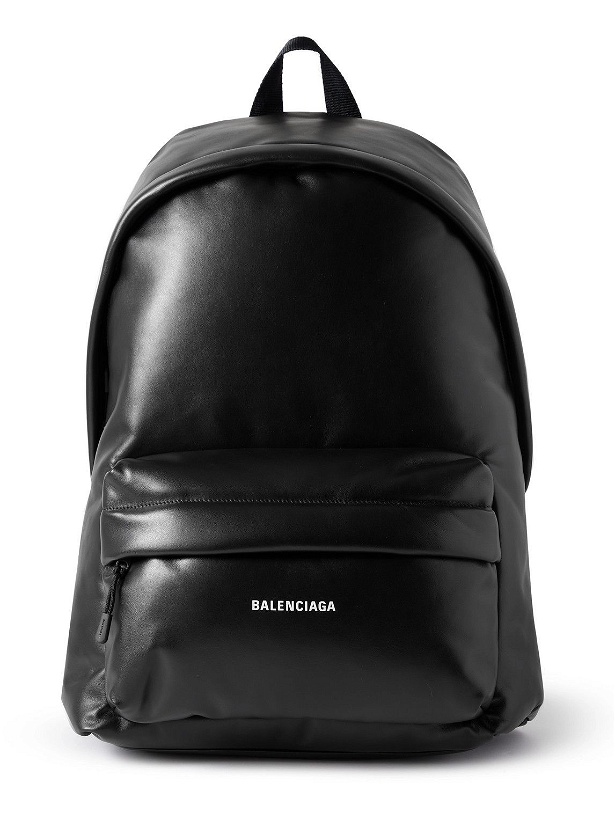 Photo: Balenciaga - Puffy Logo-Print Leather Backpack