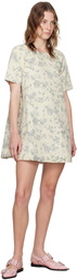 GANNI Off-White Floral Denim Minidress