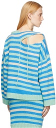 Charles Jeffrey Loverboy Green & Blue Stripe Slash Sweater