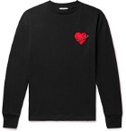 Palm Angels - Pin My Heart Appliquéd Loopback Cotton-Jersey T-Shirt - Black