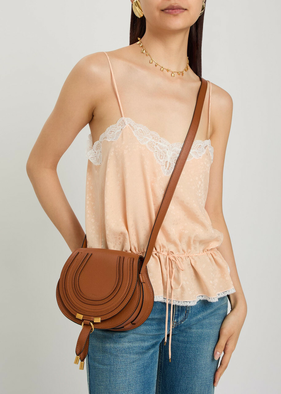 Chloe Marcie Small Grained Leather Saddle bag - Tan - One Size