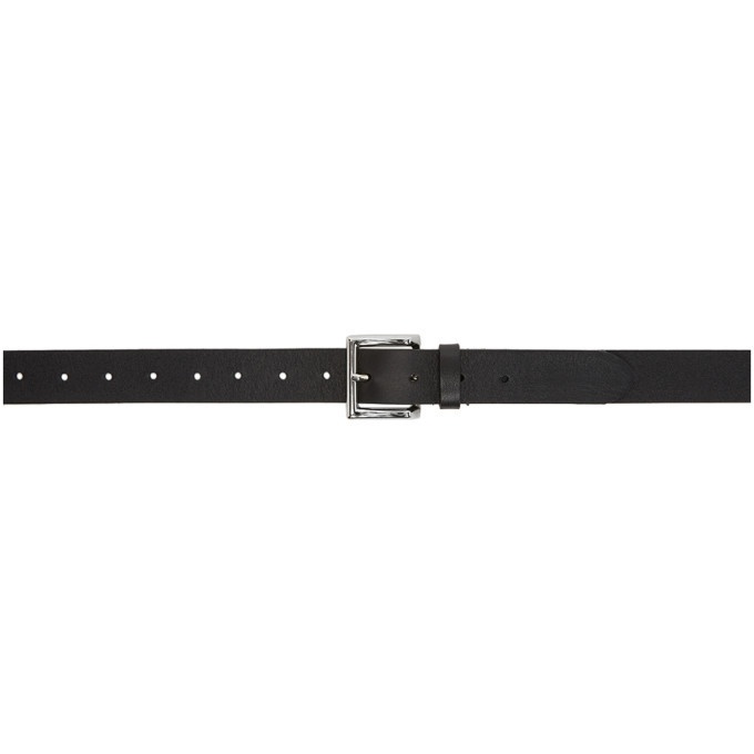 Photo: Officine Generale Black Leather Slim Belt