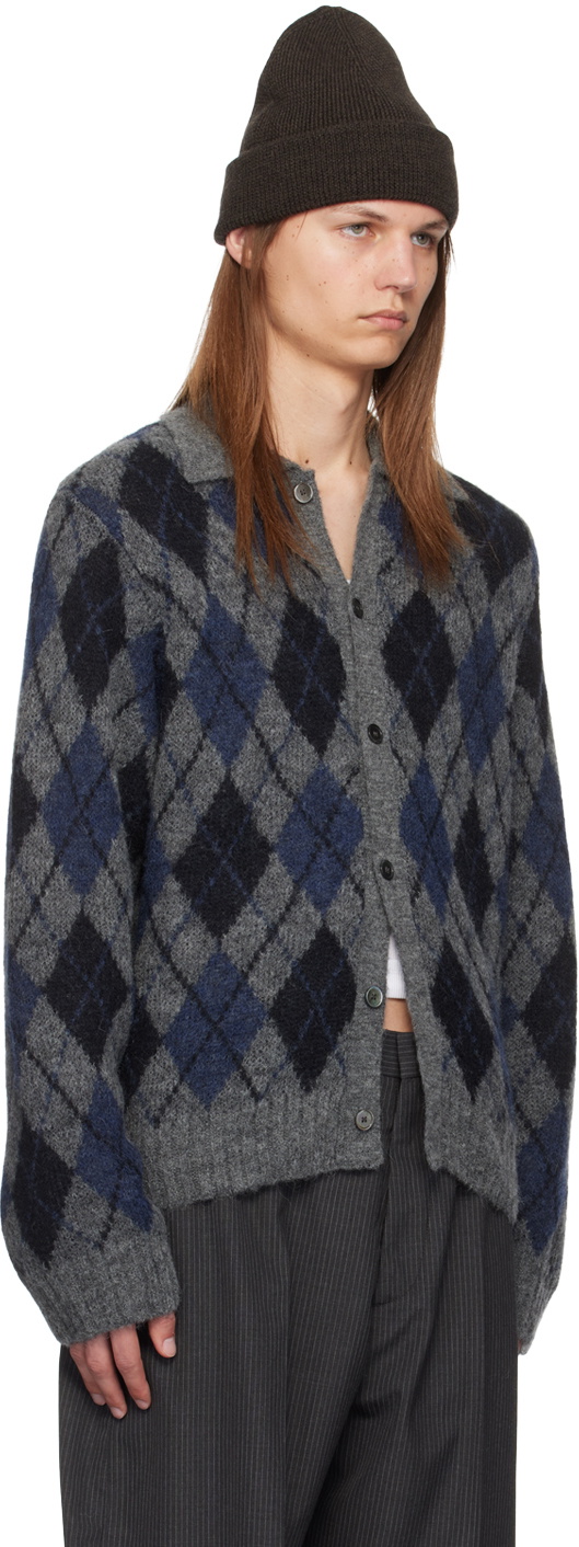 OUR LEGACY Gray & Navy Evening Cardigan Our Legacy