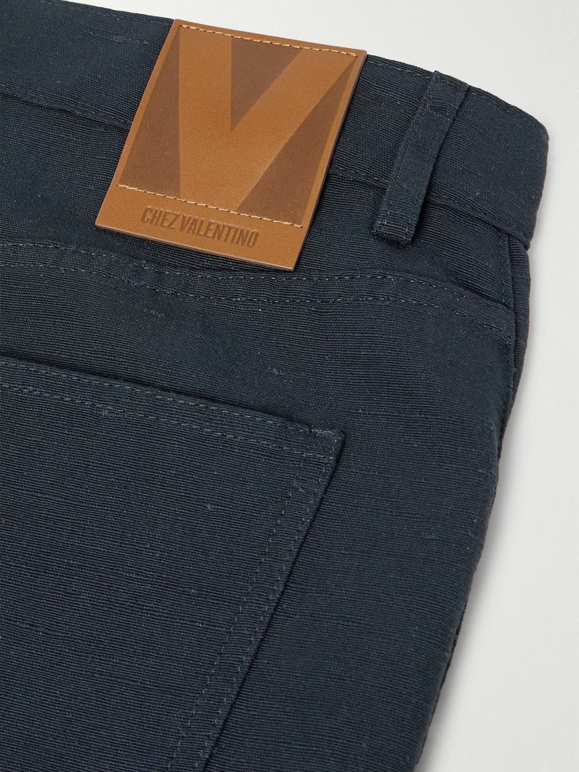 Valentino Garavani - Straight-Leg Embellished Linen and Cotton-Blend Trousers - Blue