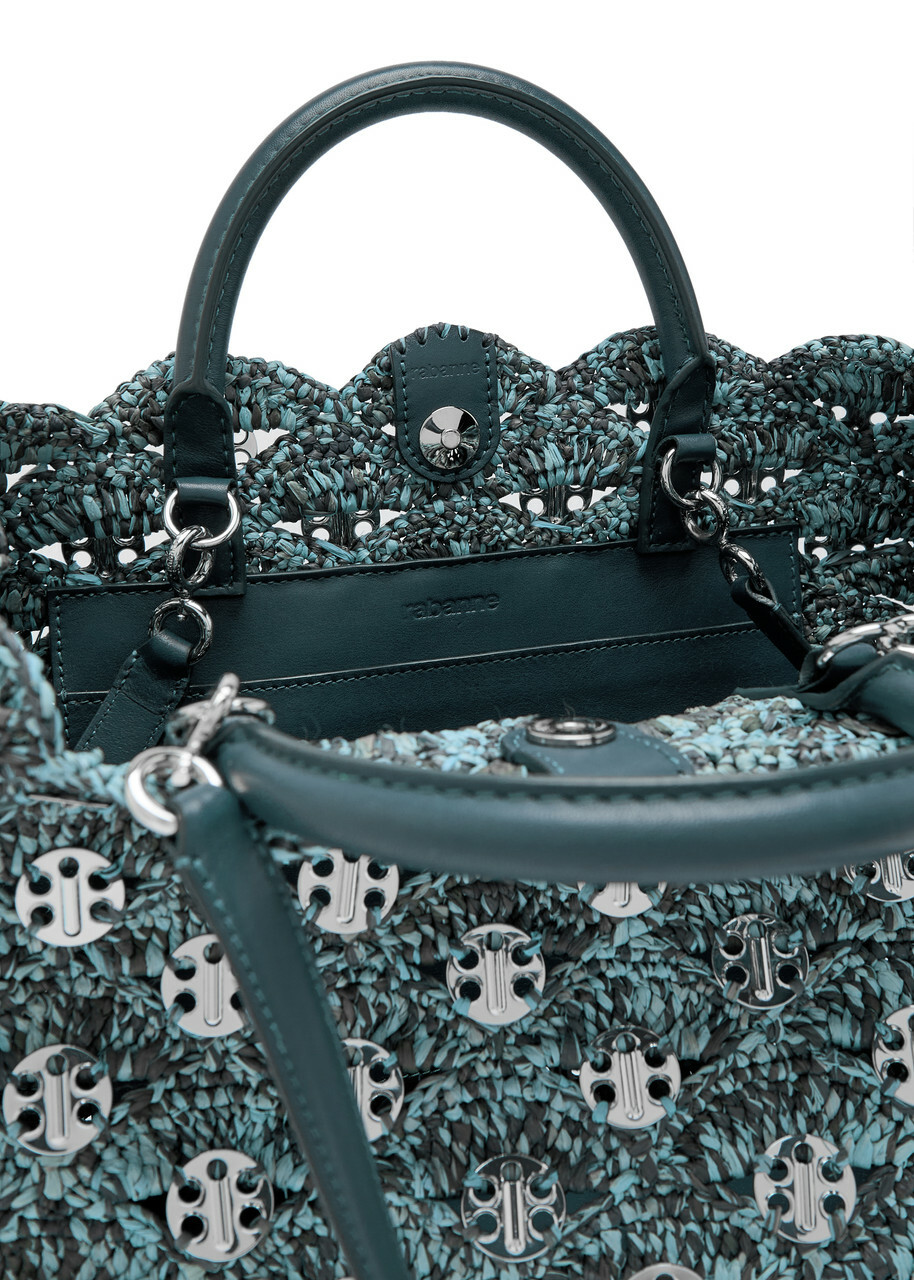 Rabanne Disc-embellished Raffia Tote - Denim - One Size