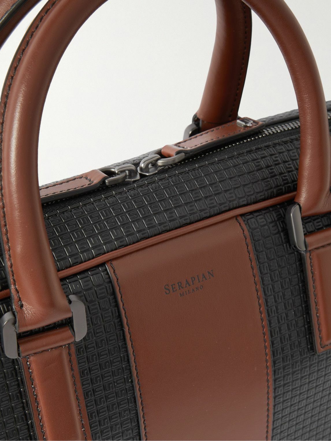 Serapian - Stepan Leather-Trimmed Monogrammed Coated-Canvas Briefcase