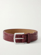 George Cleverley - 3cm Croc-Effect Leather Belt - Burgundy