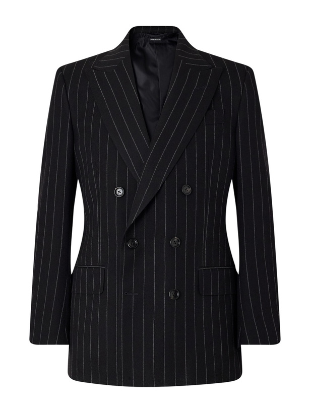 Photo: TOM FORD - Double-Breasted Pinstriped Wool-Twill Suit Jacket - Black