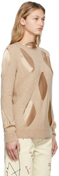 JW Anderson Beige Diamond Cut-Out Crewneck