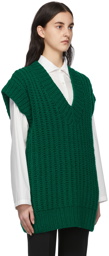 AMI Alexandre Mattiussi Green Hand-Knitted V-Neck Oversize Vest