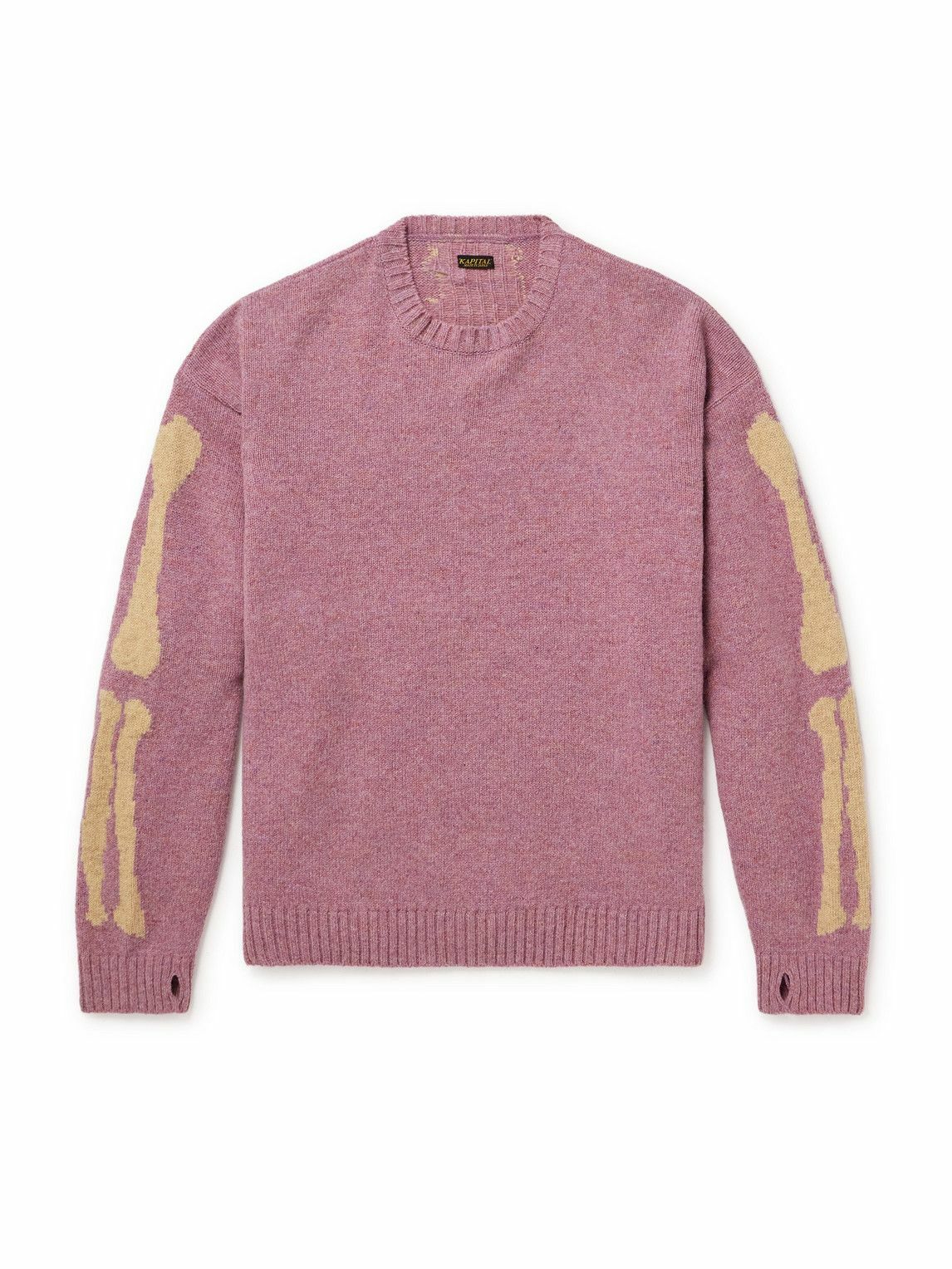 KAPITAL - Bone Oversized Intarsia Wool Sweater - Pink