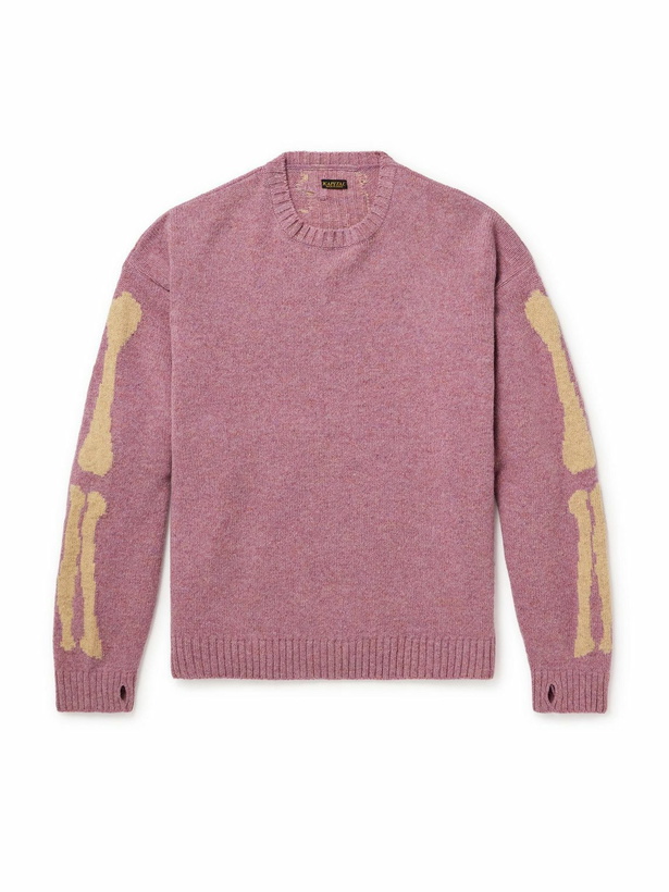 Photo: KAPITAL - Bone Oversized Intarsia Wool Sweater - Pink