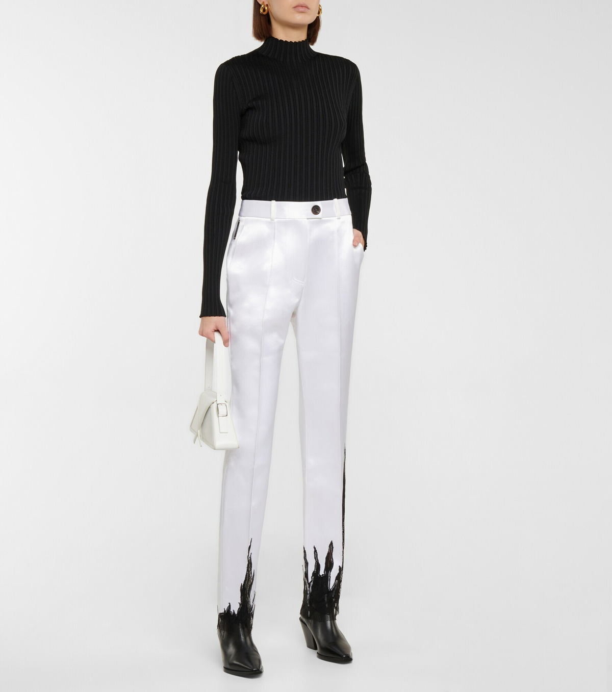 Peter Do - Lace-trimmed satin straight pants