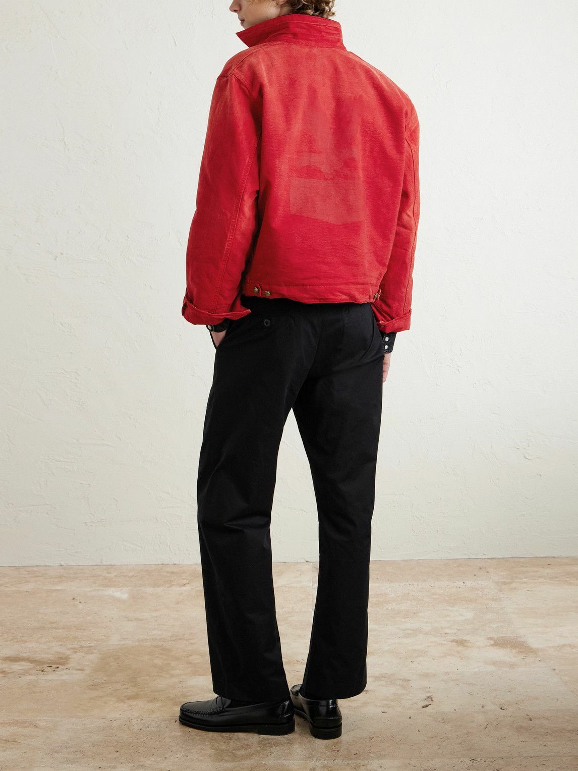 Cherry Los Angeles - Sun Faded Padded Denim Chore Jacket - Red