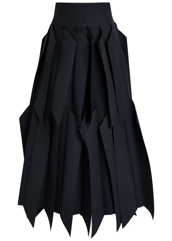 Photo: A.W.A.K.E Mode Laser-cut Woven Midi Skirt Navy
