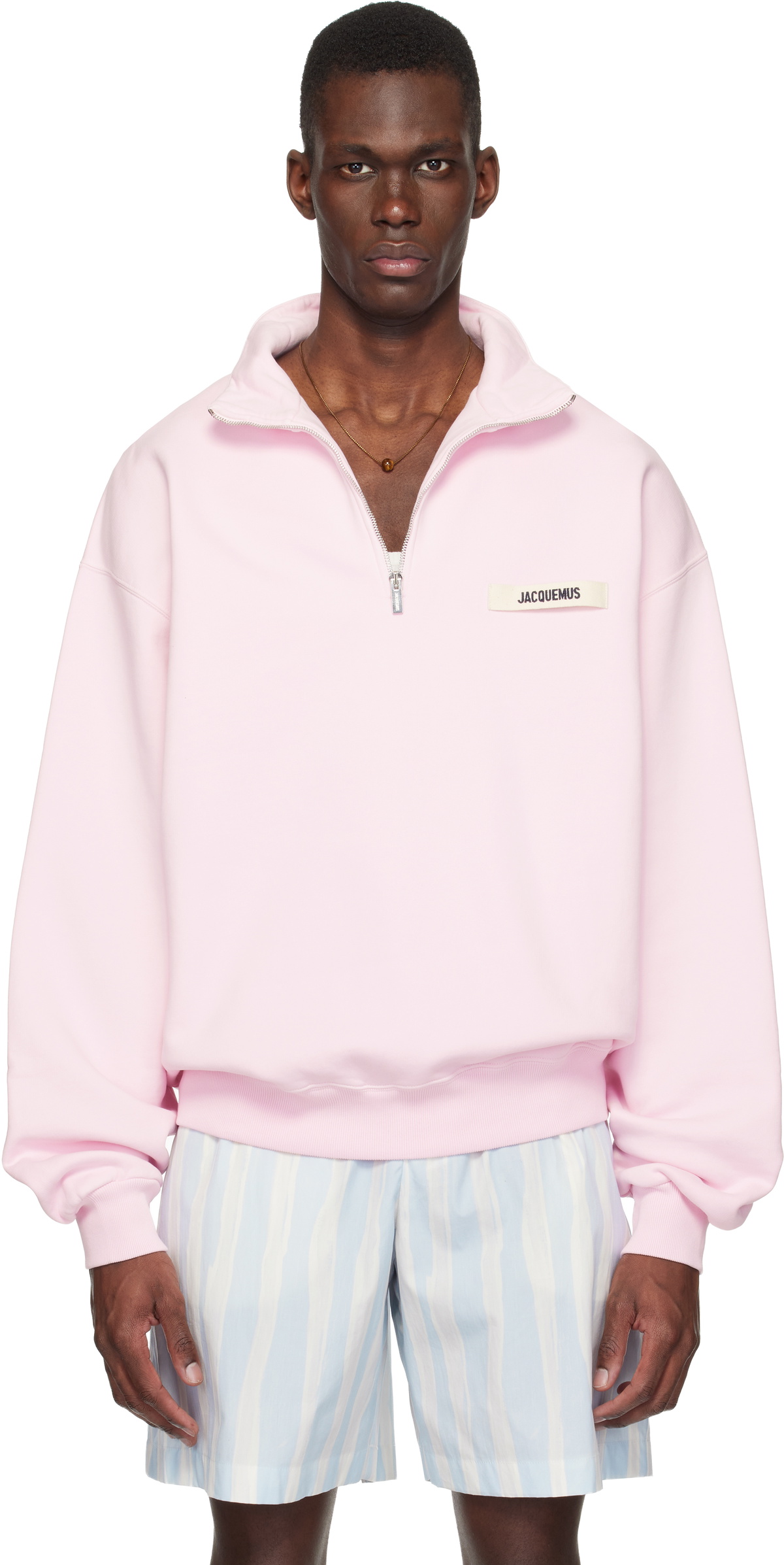 JACQUEMUS Pink 'The Gros Grain zipped-rollneck' Sweatshirt