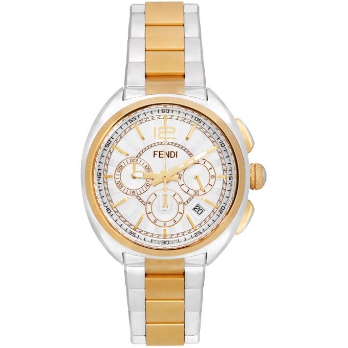 Photo: Fendi Silver and Gold Momento Fendi Chronograph Watch