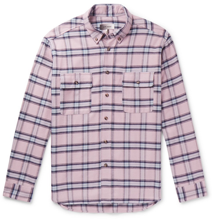 Photo: Isabel Marant - Yarol Checked Cotton-Flannel Shirt - Pink