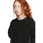 Sacai Black Wool and Cotton Poplin Sweater