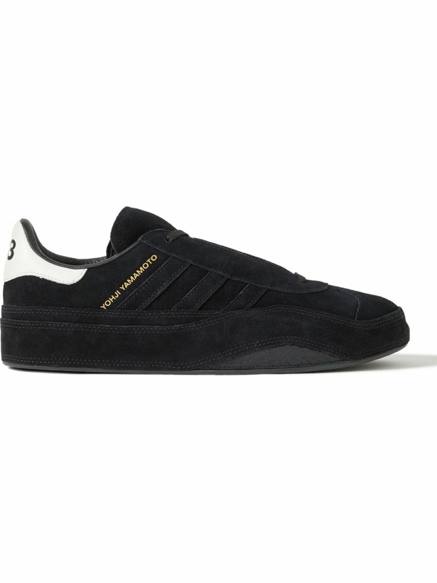 Photo: Y-3 - Gazelle Leather-Trimmed Suede Sneakers - Black