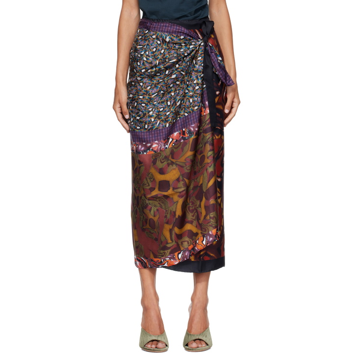 Photo: Dries Van Noten Multicolor Wrap Scarf Midi Skirt