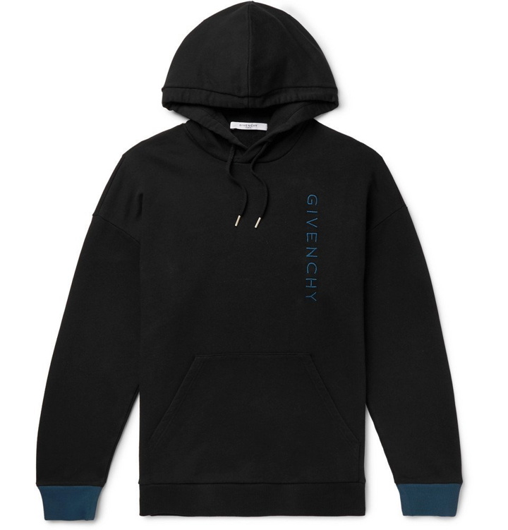 Photo: Givenchy - Logo-Embroidered Loopback Cotton-Jersey Hoodie - Black