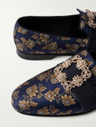 Manolo Blahnik - Carlton Crystal-Embellished Floral-Jacquard Loafers - Blue