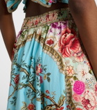 Camilla Embellished floral cotton poplin maxi skirt