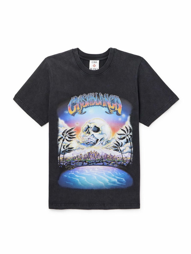 Photo: Casablanca - La Prémonition Printed Organic Cotton-Jersey T-Shirt - Black