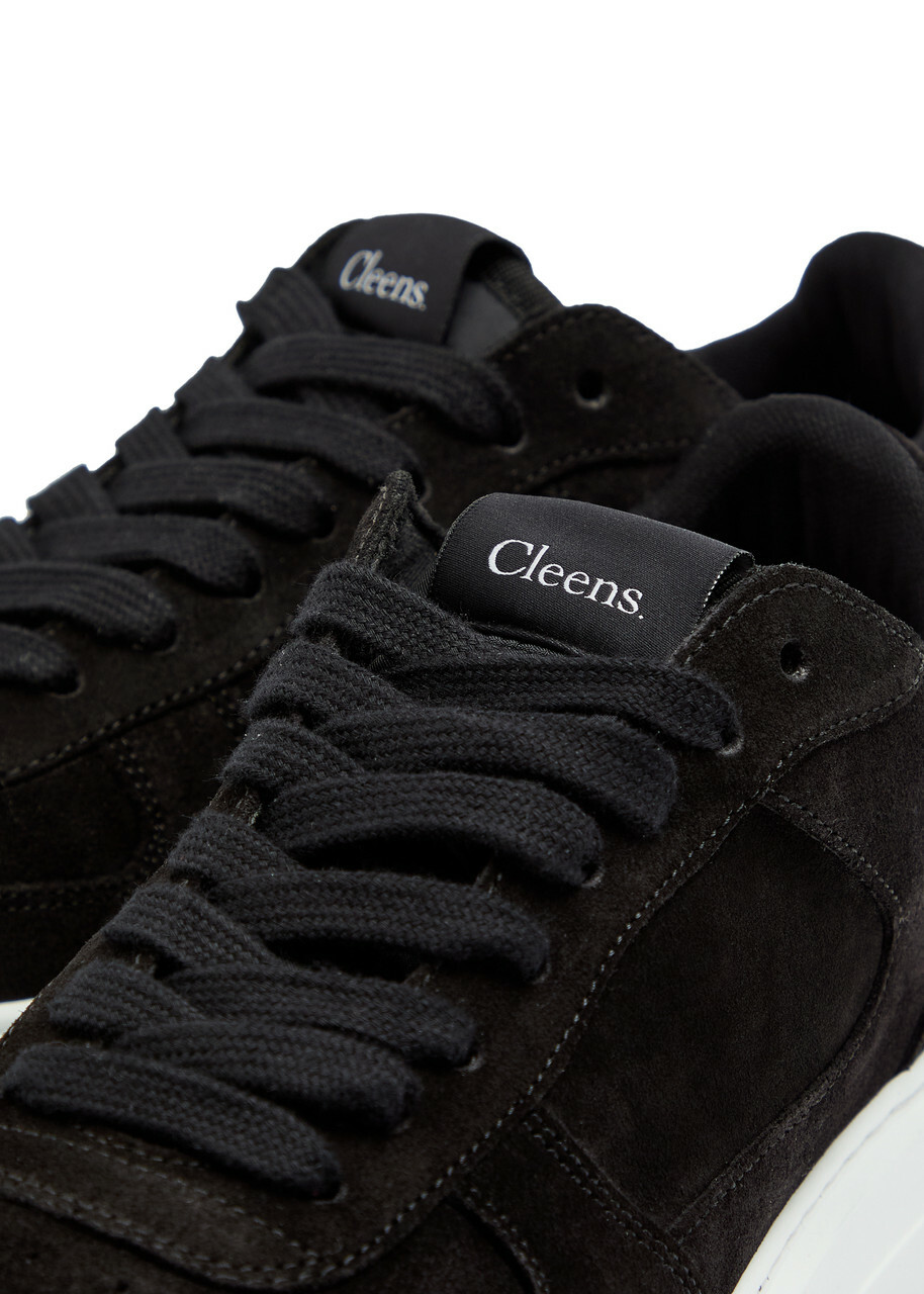 Cleens Court Panelled Suede Sneakers Black And White