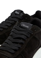 Cleens Court Panelled Suede Sneakers Black And White