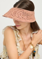 Chloe Chloé Logo-embroidered Raffia Visor Beige
