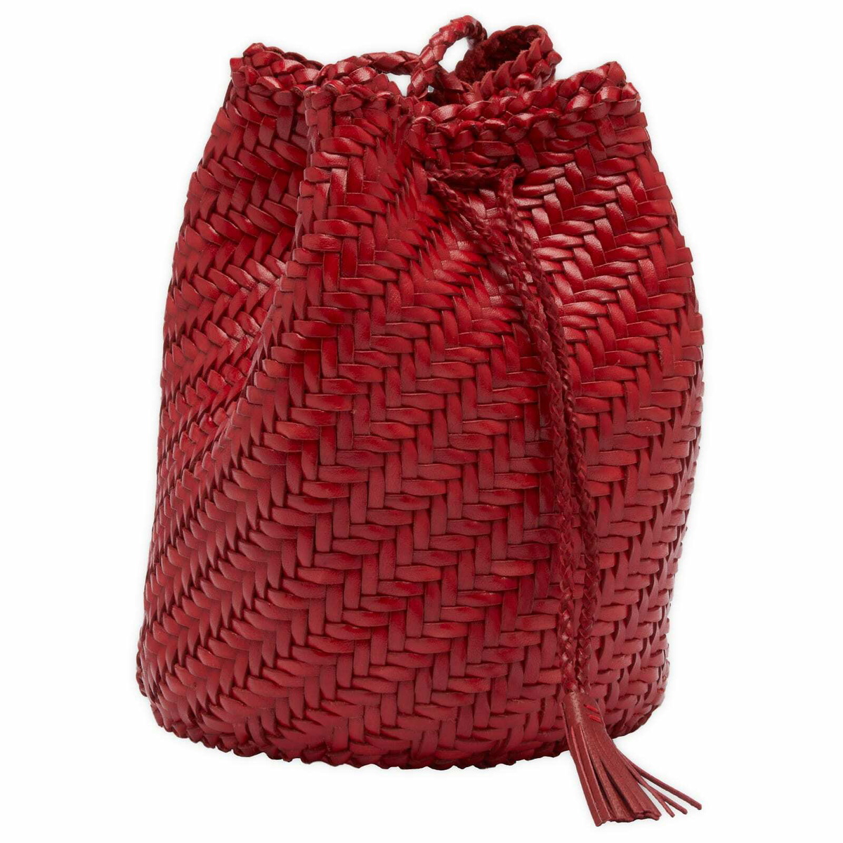 Dragon Diffusion Women's Pompom Double Jump Bucket Bag in Red 