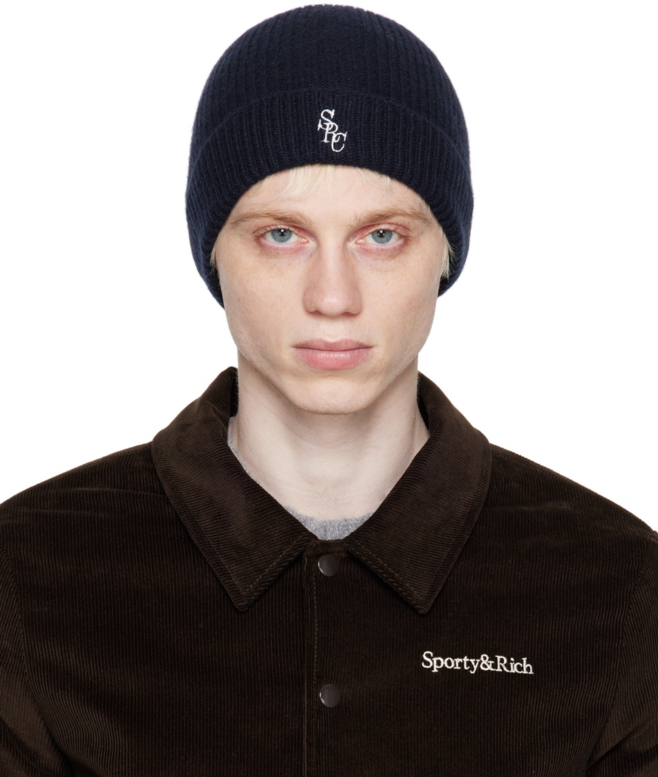 Photo: Sporty & Rich Navy Embroidered Beanie