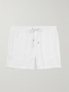 James Perse - Straight-Leg Garment-Dyed Linen Drawstring Shorts - White