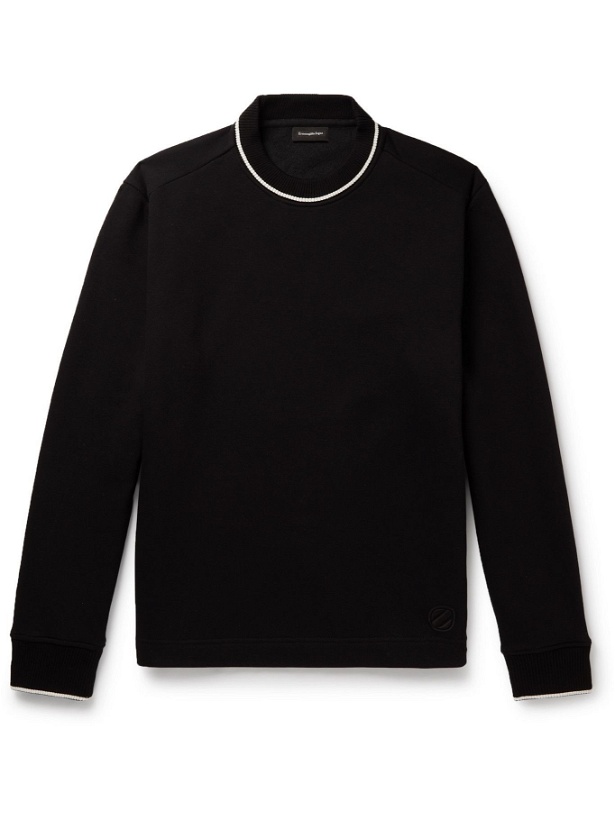 Photo: ERMENEGILDO ZEGNA - Cotton-Blend Jersey Sweatshirt - Black