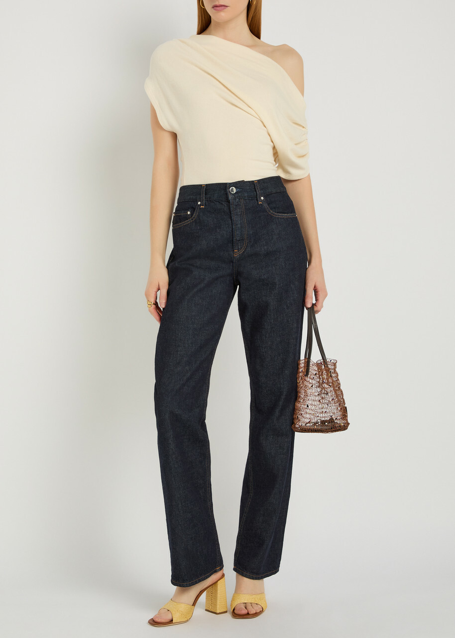 Reformation Iris Off-the-shoulder Knit top Beige
