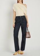 Reformation Iris Off-the-shoulder Knit top Beige