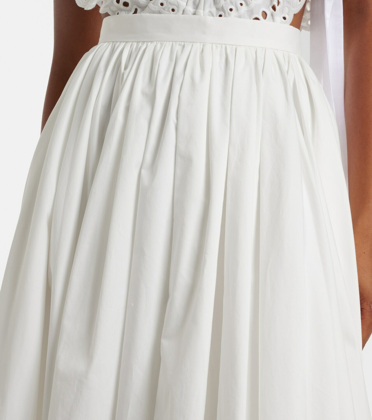 Self-Portrait Cotton poplin midi skirt