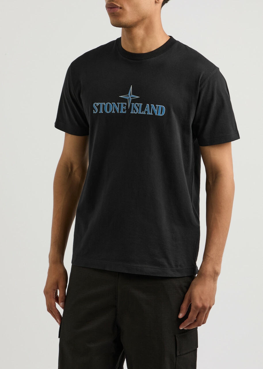 Stone Island Logo-print Cotton T-shirt Black