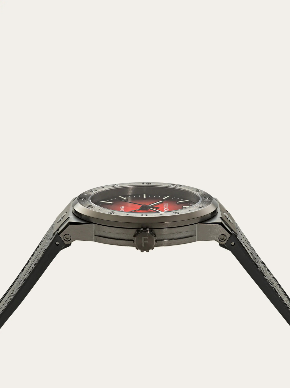 Ferragamo Mens F-80 Classic GMT watch in Red