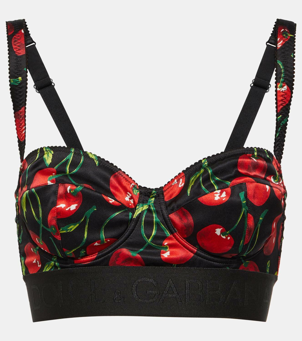 Cherry-print satin bra in Multicolor for Women