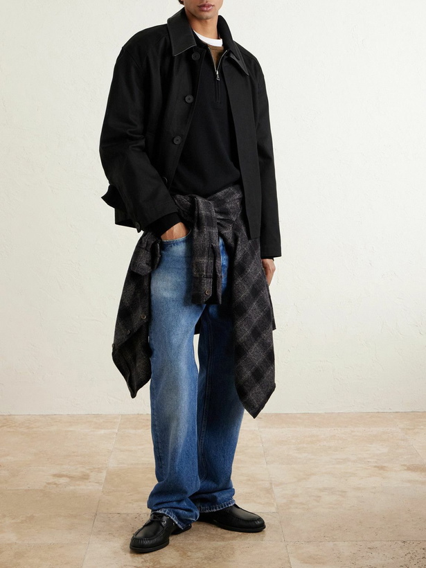 Photo: Officine Générale - Bene Merino Wool Half-Zip Polo Shirt - Black