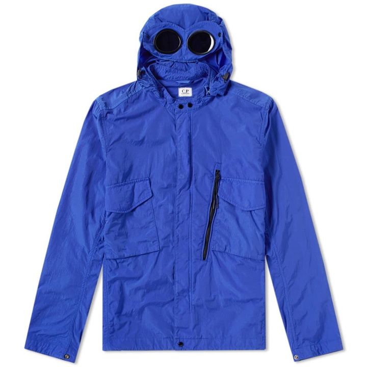 Photo: C.P. Company Chrome Goggle Hooded Shirt Jacket Blue