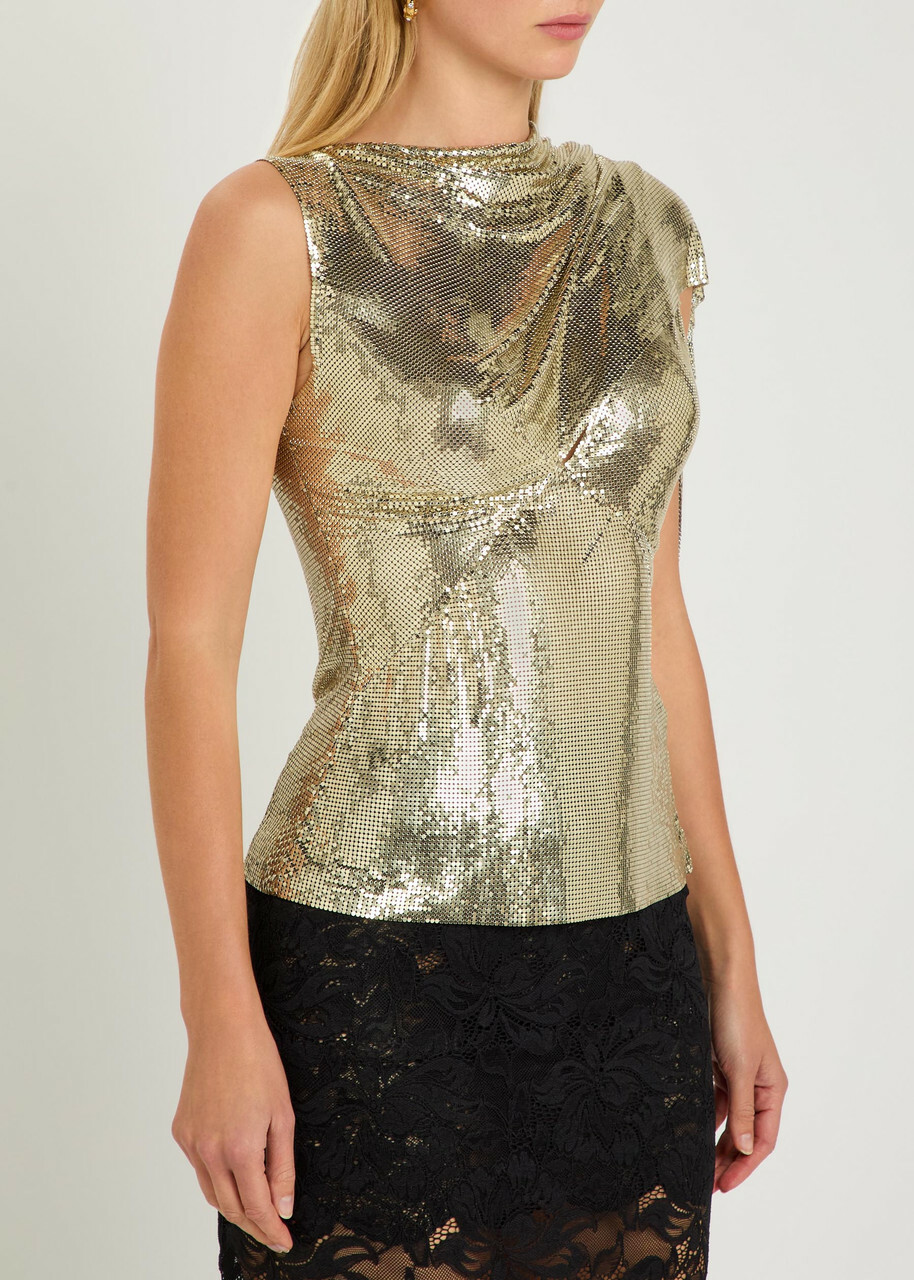Rabanne Draped Chainmail top Gold