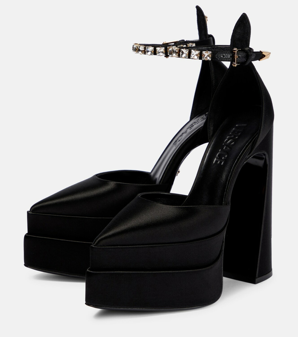 Versace - Aevitas Pointy satin platform pumps