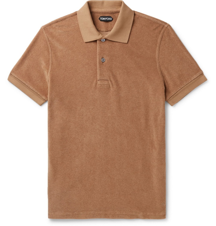 Photo: TOM FORD - Slim-Fit Cotton-Terry Polo Shirt - Brown