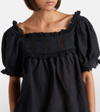 Dôen Frances lace-trimmed cotton-blend top