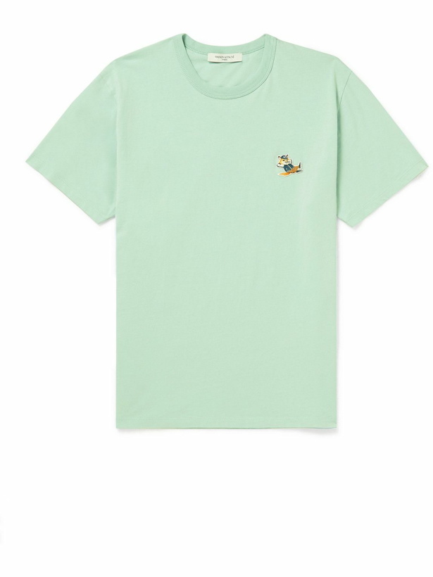 Photo: Maison Kitsuné - Logo-Appliquéd Cotton-Jersey T-Shirt - Green