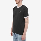 Fred Perry x Raf Simons Contrast Trim T-Shirt in Black